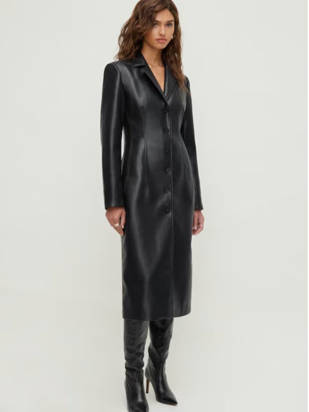 Dynamite Black Leather Vegan Leather Trench